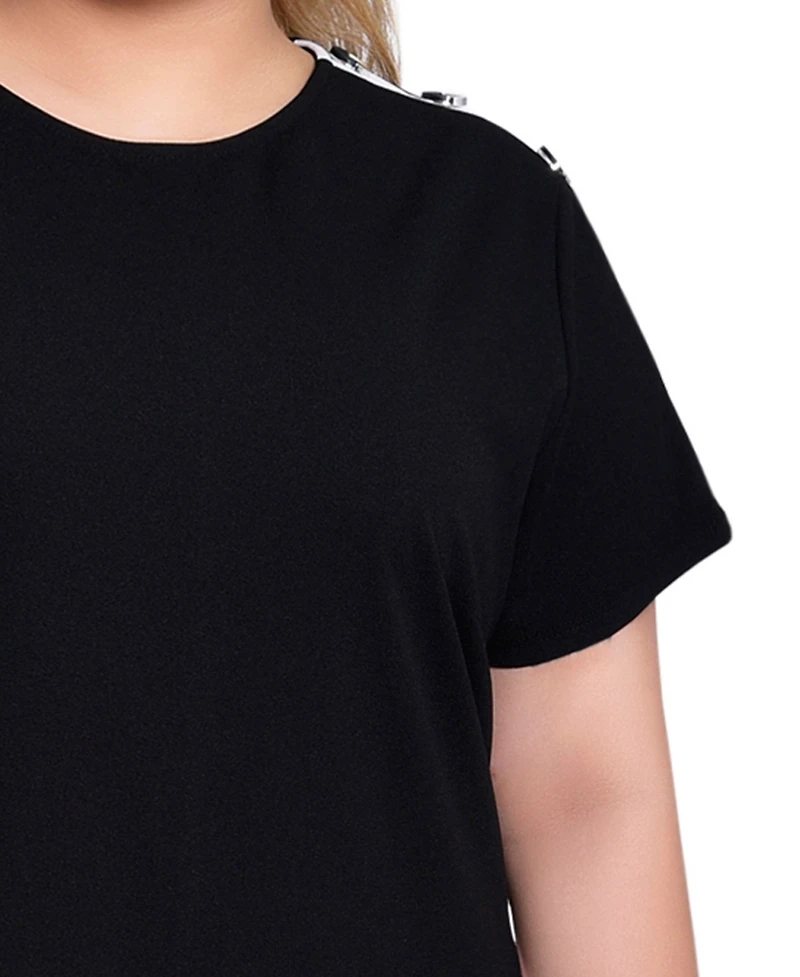 Ny Collection Plus Short-Sleeve Assymetrical Hem Dress