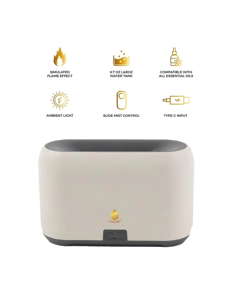 Pursonic FlameGlow Aromatherapy Diffuser, 6-Pack Essential Oils and Portable 360degree(s) Hi-Res Wireless Speaker