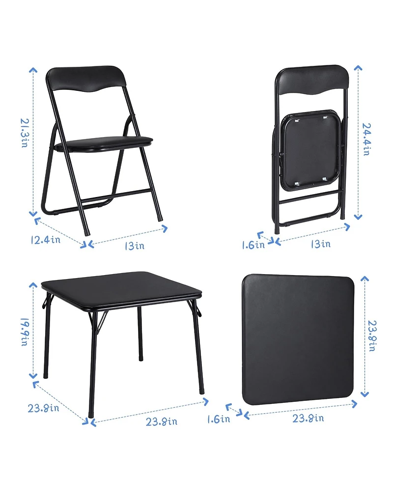 gaomon 5-Piece Folding Card Table and Chair Set- Upholstered- Portable Metal Frame- Indoor Outdoor Use
