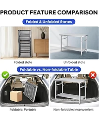gaomon 60in Folding Stainless Steel Table- 920 Lbs Capacity- Commercial Workstation with Undershelf for Kitchen Garage