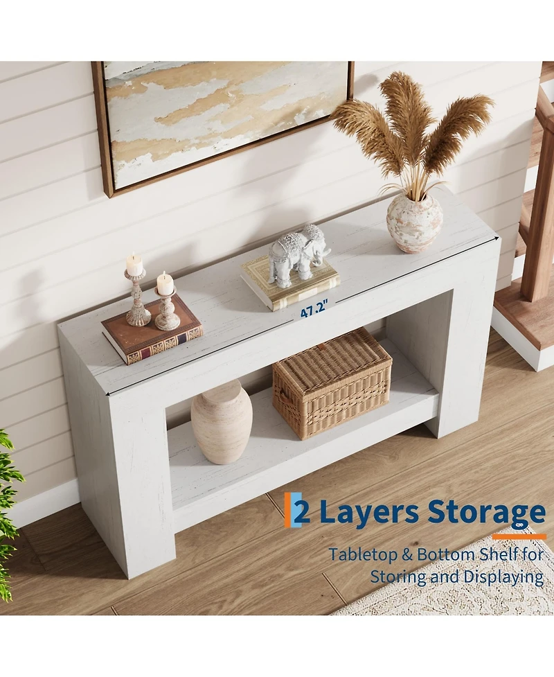 gaomon Farmhouse 2-Tier Console Sofa Table with Storage, for Entryway, Living Room and Hallway