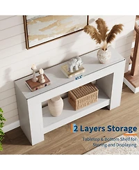 gaomon Farmhouse 2-Tier Console Sofa Table with Storage, for Entryway, Living Room and Hallway