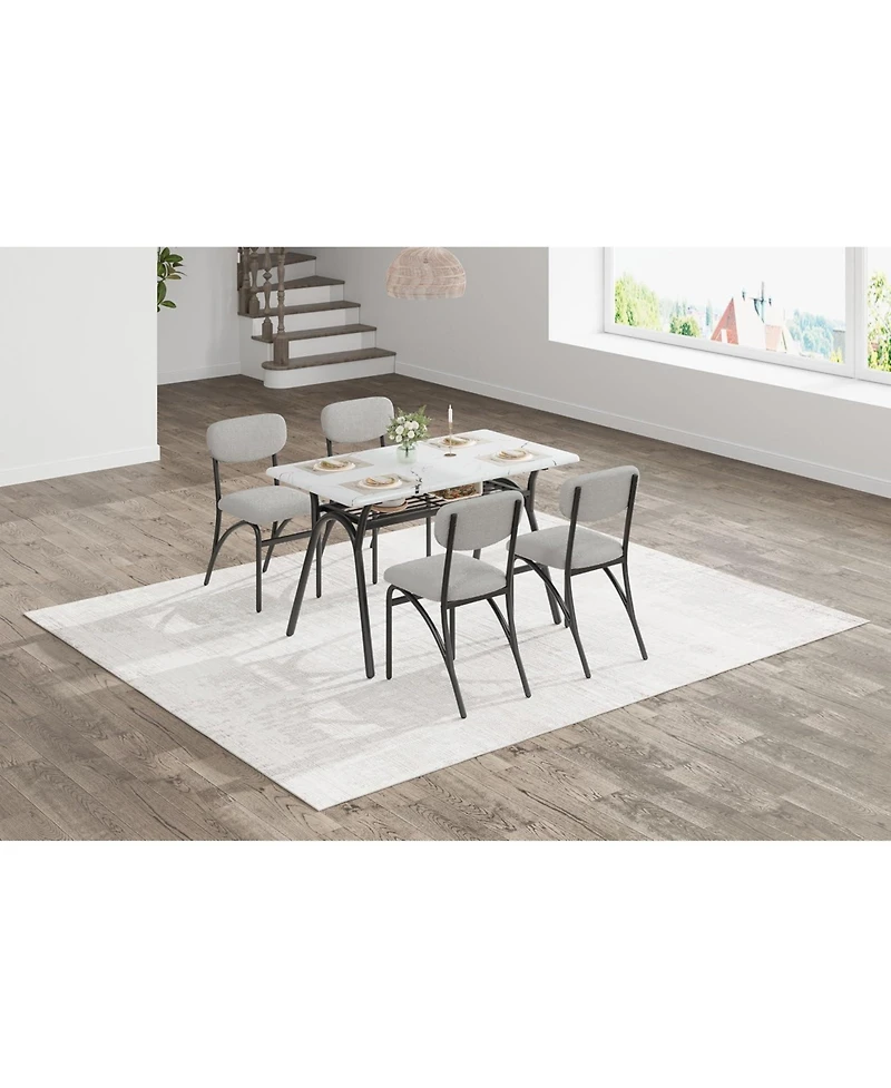gaomon 4-Person Modern Dining Set with Storage Table and Boucle Chairs, for Small Spaces
