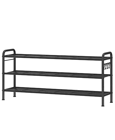 Homfan Metal Shoe Rack with Adjustable Flat or Tilt Shelves, Space Saving Shoe Storage Organizer for Entryway