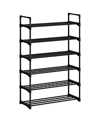 Homfan Slim Shoe Rack with Metal Frame and Fabric Shelves, Adjustable Shoe Storage Organizer for Entryway, Bedroom