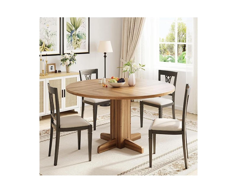gaomon 4-Person Small Round Farmhouse Dining Table with Pedestal