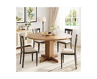 gaomon 4-Person Small Round Farmhouse Dining Table with Pedestal
