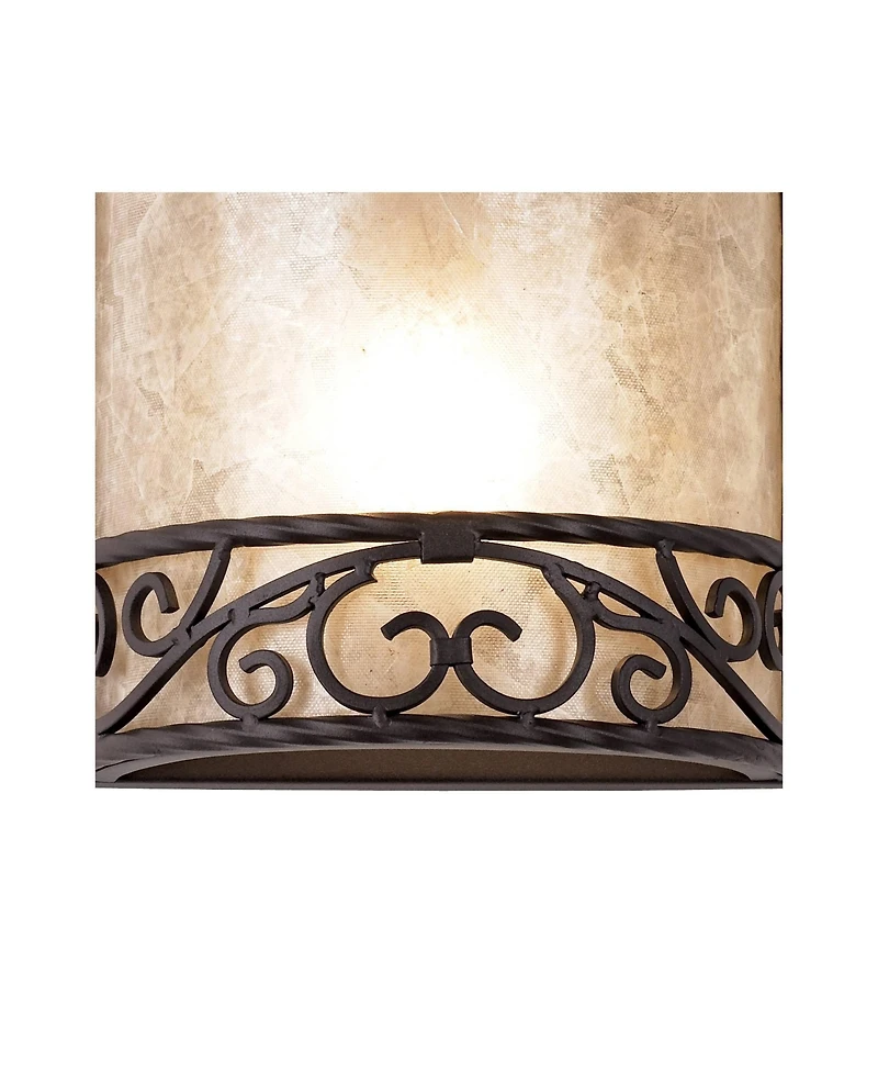 John Timberland Rustic Wall Light Sconces Set of 2 Walnut Brown Hardwired 12 1/2" High Fixture Mica Bedroom Bathroom