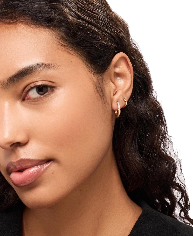 Ana Luisa Brynley Two-Tone Mini Micropave Hoop Earrings