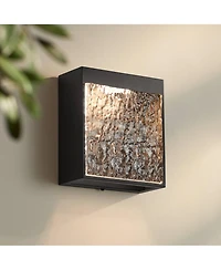 Possini Euro Design Sofia High Modern Outdoor Wall Light Fixture Mount Porch House Led Bulb Hammered Glass Shade