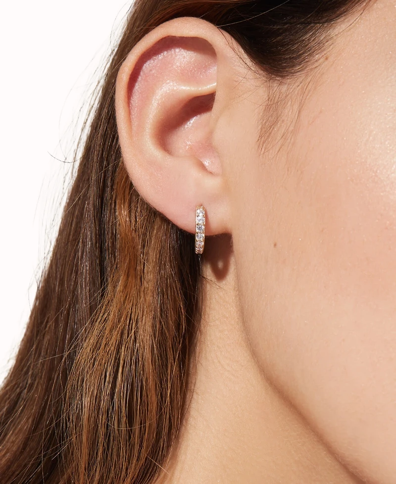 Ana Luisa Suzanne Medium Gold-Plated Pave Huggie Hoop Earrings