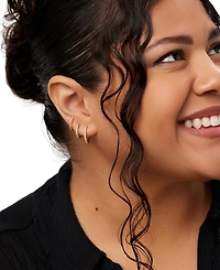 Ana Luisa Gold-Plated Pave Medium Huggie Hoop Earrings