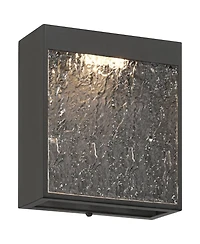 Possini Euro Design Sofia High Modern Outdoor Wall Light Fixture Mount Porch House Led Bulb Hammered Glass Shade