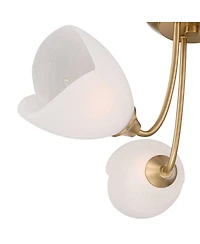 Possini Euro Design Nessa Wide Warm Brass Tulips 3-Light Ceiling Light