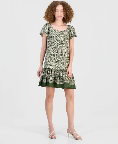 Robbie Bee Women's On/Off-The-Shoulder Ruffle-Hem Dress