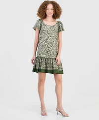 Robbie Bee Women's On/Off-The-Shoulder Ruffle-Hem Dress