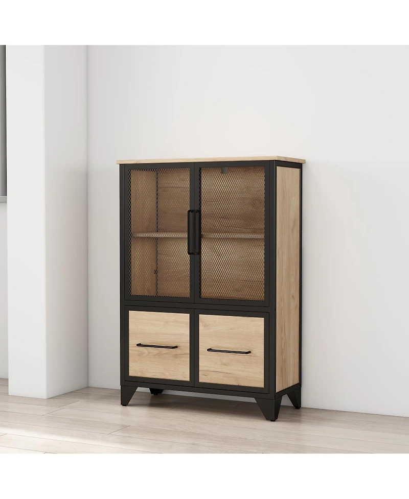 Streamdale Furniture Metal Storage Cabinet with 4 Doors and Shelf