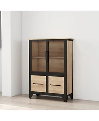 Streamdale Furniture Metal Storage Cabinet with 4 Doors and Shelf