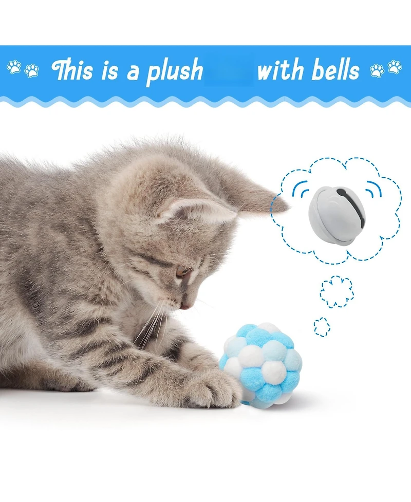 Aronkl Interactive Cat Toys Set Foldable Tunnel Teaser Wand Springs Mice Crinkle Balls Bell Puzzle for Indoor Cats Gift