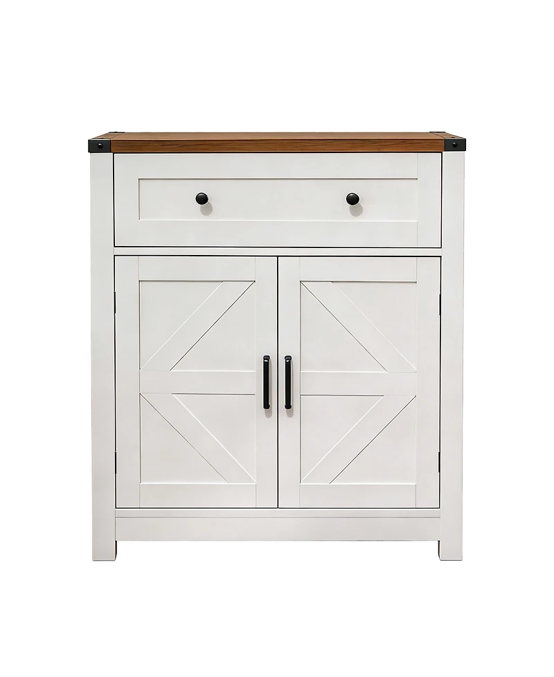 Streamdale Furniture Farmhouse Barn-Door Storage Cabinet/Coffee Bar Buffet