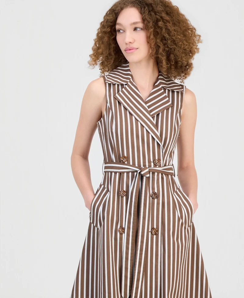 Robbie Bee Women's Notch Collar Sleeveless Trench Dress