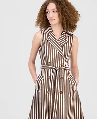 Robbie Bee Women's Notch Collar Sleeveless Trench Dress