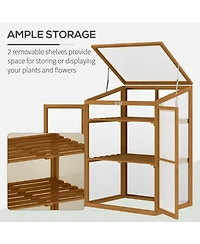 Outsunny Fir Wood Garden Planter house w/ Panels, Shelves,
