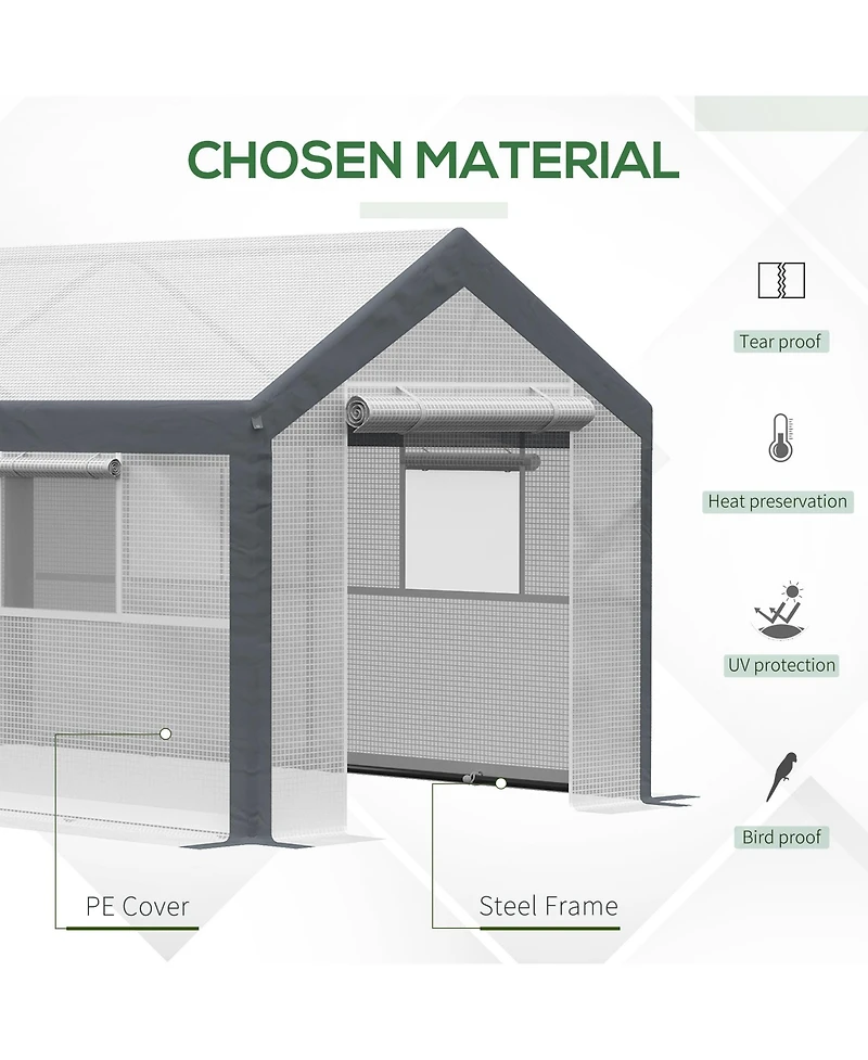 Outsunny 12' x 7' x 7' Outdoor Walk-In Tunnel house Garden Warm House