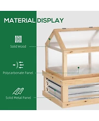 Outsunny Raised Garden Bed with house Wooden Cold Frame Natural