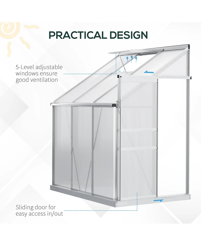Outsunny 6' x 4' Walk-in house for Outdoor w/ Roof Vent Sliding Door