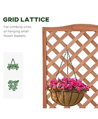 28"x11"x46" Raised Garden Bed Wood Planter Box w/ Vine Trellis, Brown