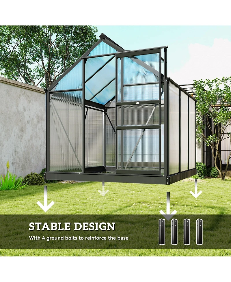 Outsunny 6' x 6' x 6.5' Large Polycarbonate Walk-in house,