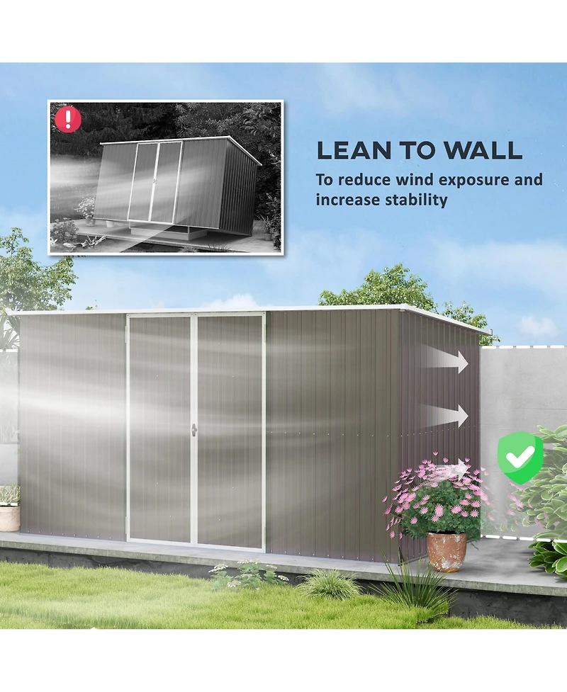Outsunny 11.2' x 5.6' Metal Outdoor Storage Shed w/ Lock, Colde