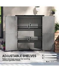 Outsunny Outdoor Storage Cabinet, Wood Garden Shed with 2 Shelves,