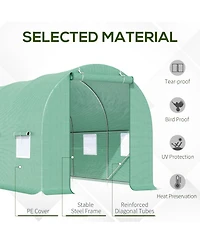Outsunny 15' x 6' x 7' Walk-In Gardening Plant house w/ Pe Cover,
