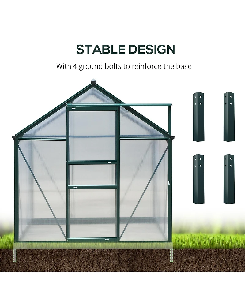 Outsunny 6' x 8' x 7' Large Polycarbonate Walk-in house,