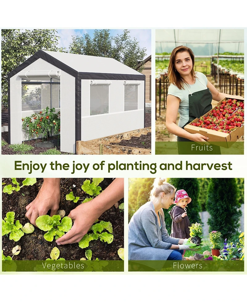 Outsunny 10' x 7' Walk-In Garden house with Roll-Up Door,