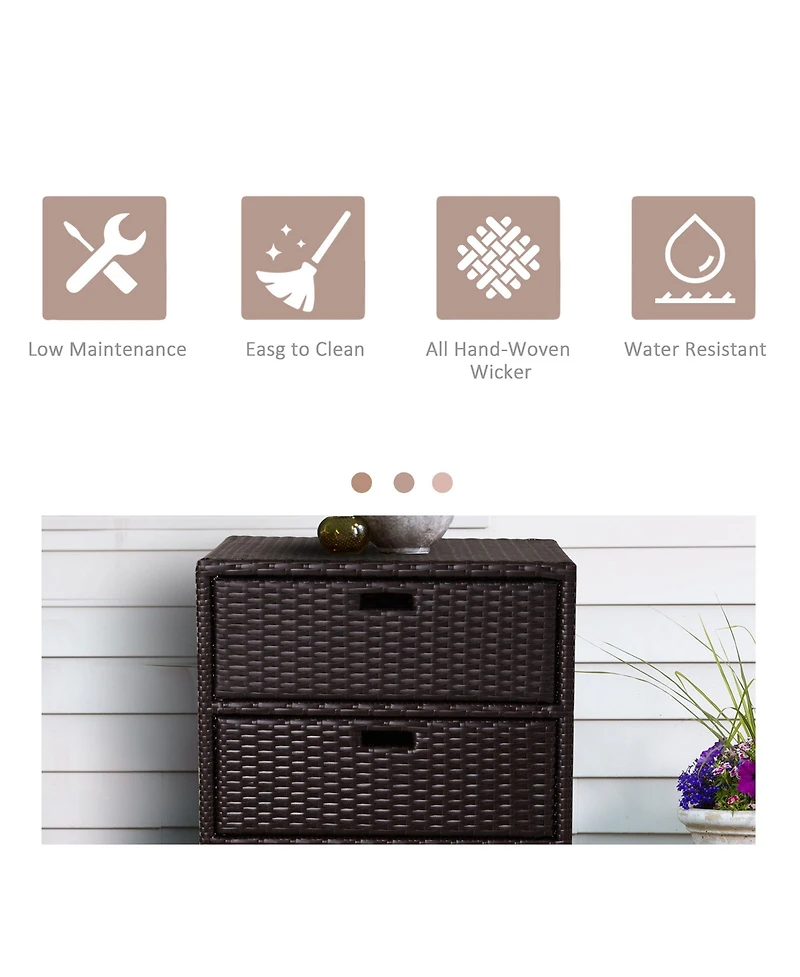 Outsunny Patio Wicker Pool Cabinet