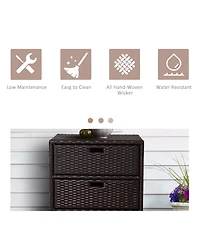 Outsunny Patio Wicker Pool Cabinet