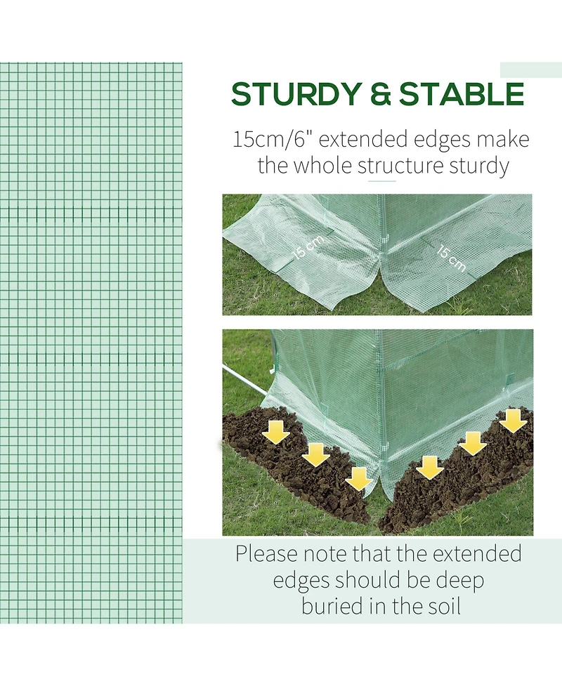 Outsunny Additional Hot House / Plant Nursery Cover & Tarp w/ Zipper Door Green