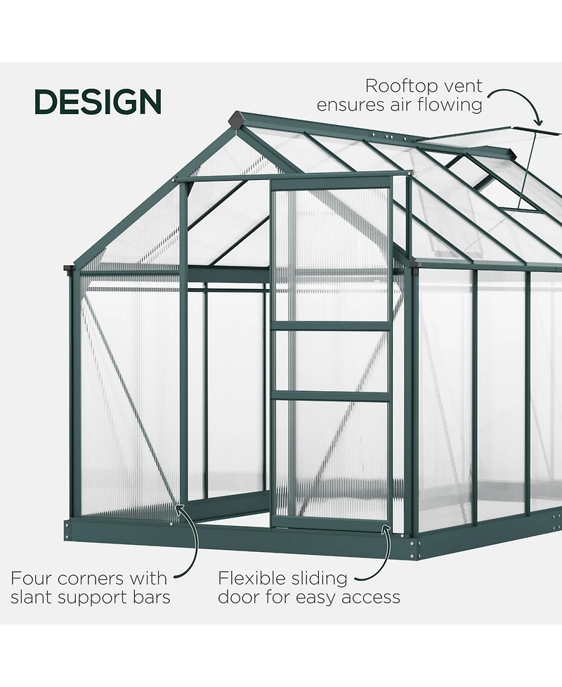 Outsunny 6' x 10' x 7' Large Polycarbonate Walk-in house,