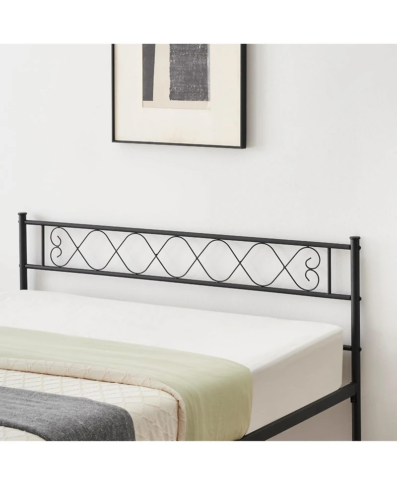 gaomon Metal Bed Frame with Heart Headboard and Footboard, Platform Design with Underbed Storage