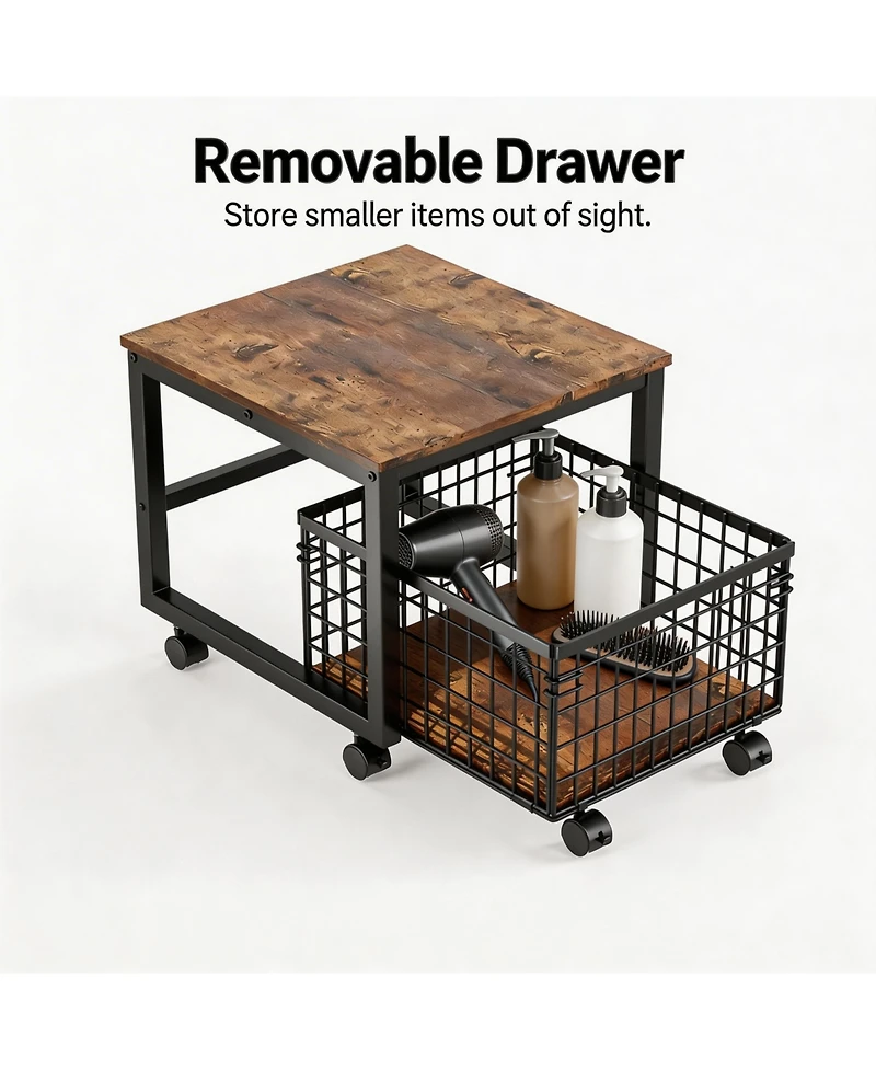 Homfan Heavy Duty Rolling Storage Cart with Drawer - Lockable Wheels, for Bathroom, Laundry Room