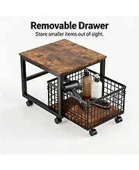 Homfan Heavy Duty Rolling Storage Cart with Drawer - Lockable Wheels, for Bathroom, Laundry Room