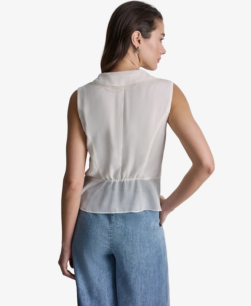 Bcbg Women's Ruffled V-Neck Sleeveless Blouse