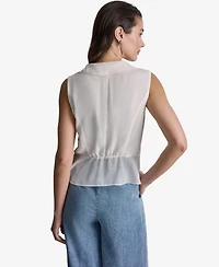 Bcbg Women's Ruffled V-Neck Sleeveless Blouse