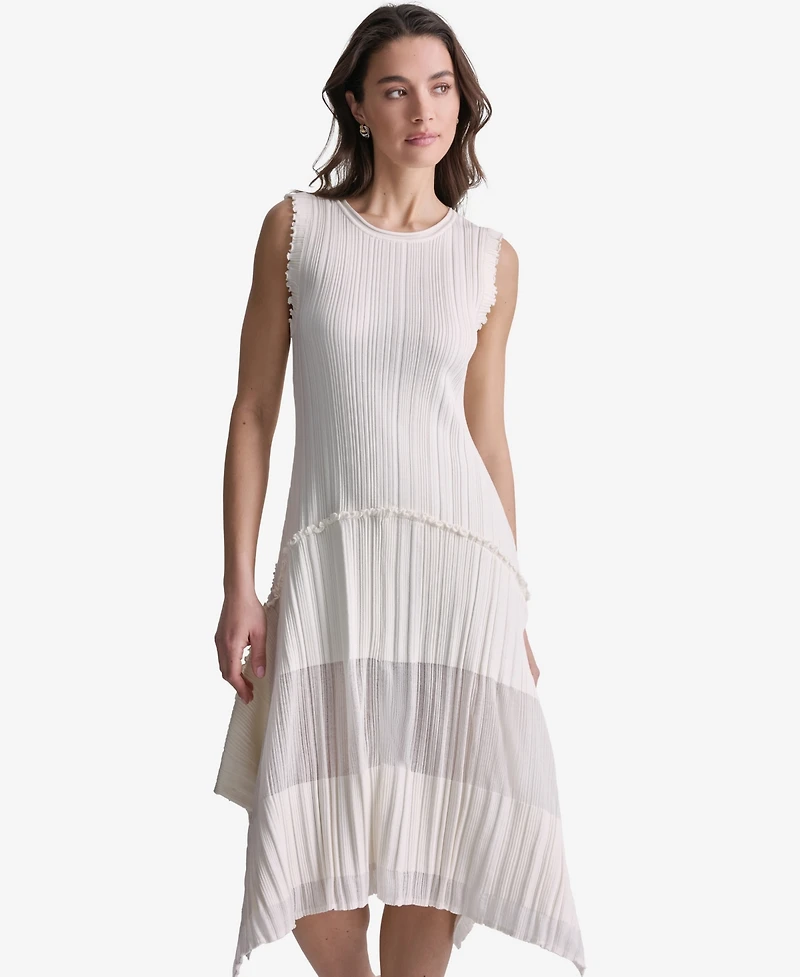 Bcbg Women's Pleated Crewneck High-Low Dress