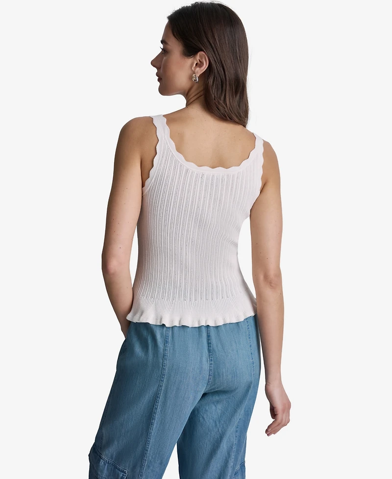 Bcbg Women's Ribbed Button-Front Scoop Neck Tank Top