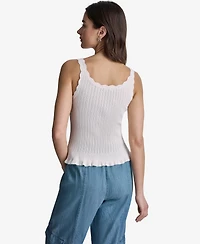 Bcbg Women's Ribbed Button-Front Scoop Neck Tank Top
