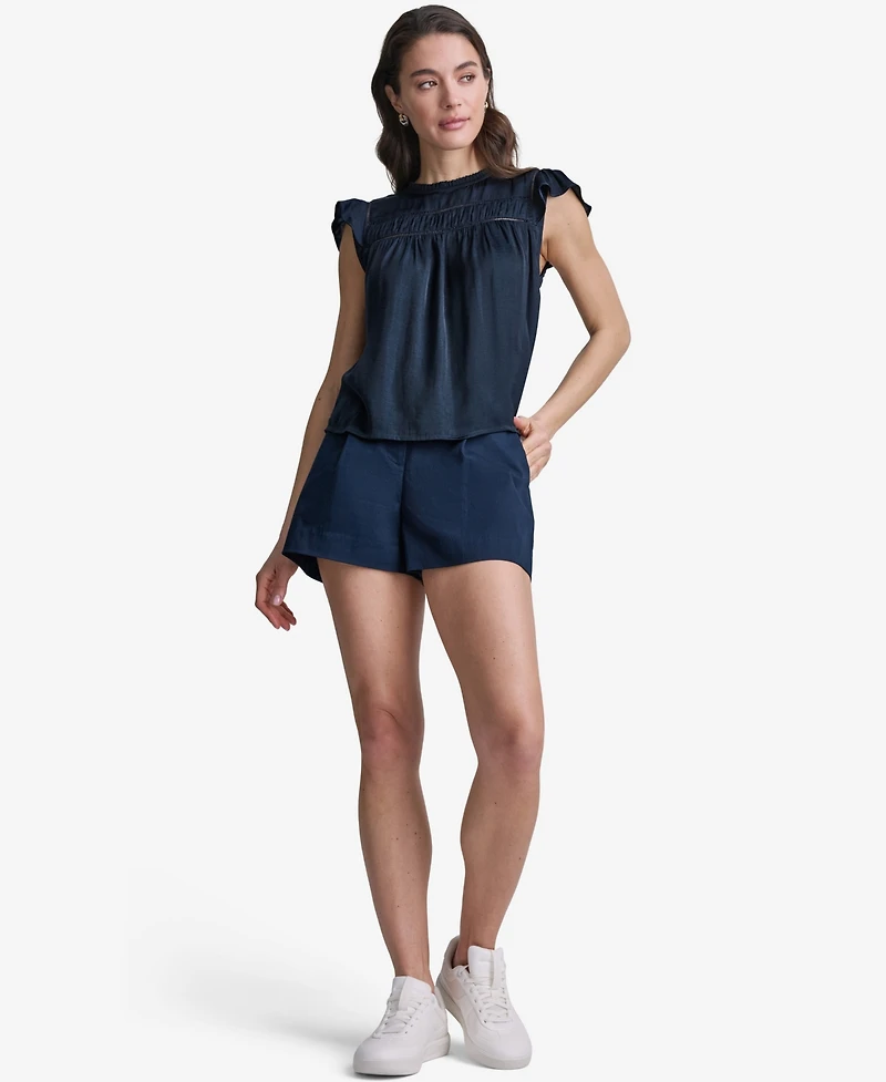 Bcbg Women's Flutter-Sleeve Crewneck Blouse